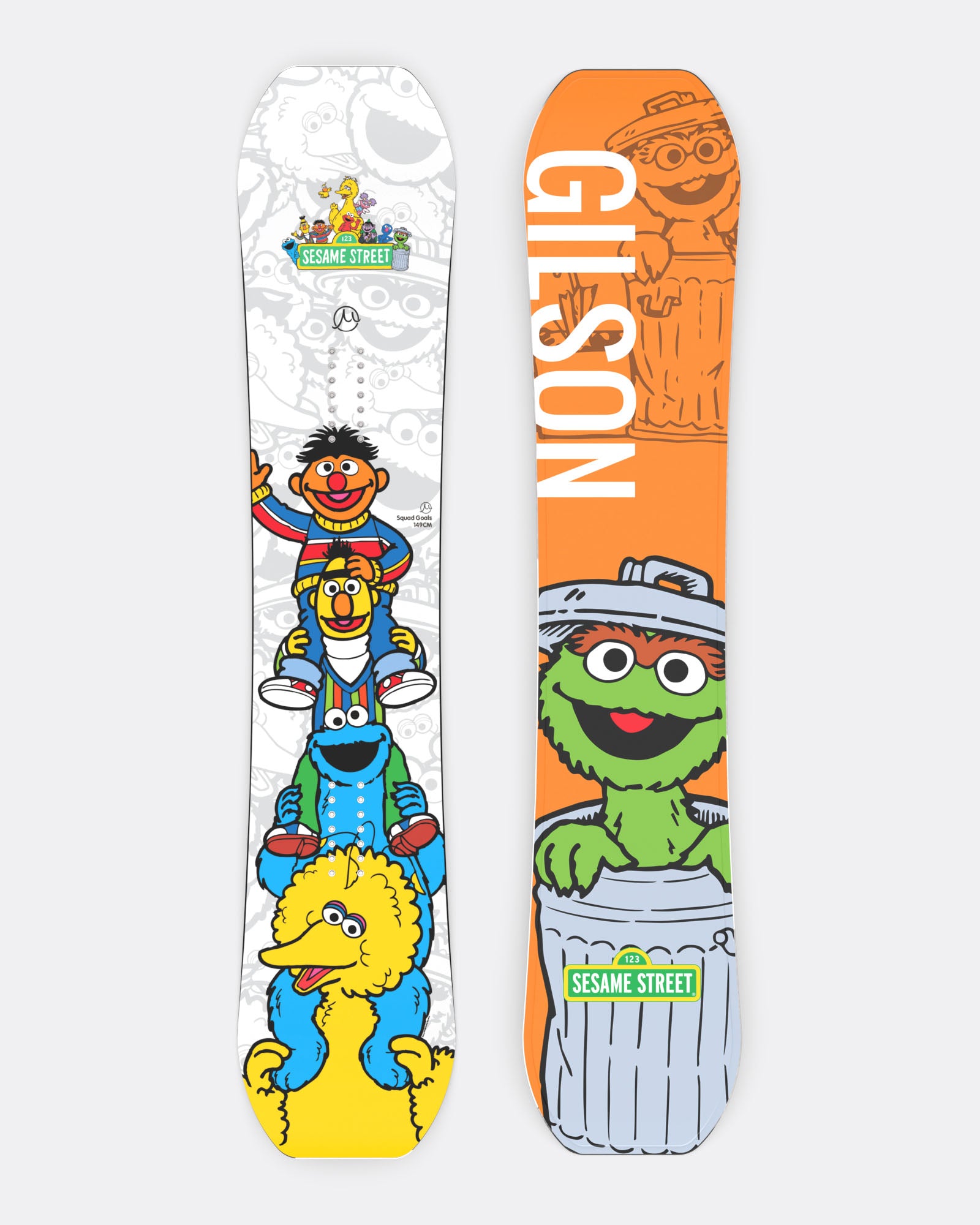 burton custom snowboard seseme street GILSON Sesame Squad Goals All Freestyle Flat-to-Rocker (144cm) and I mean it 2025 Sesame Street Cookie Monster
