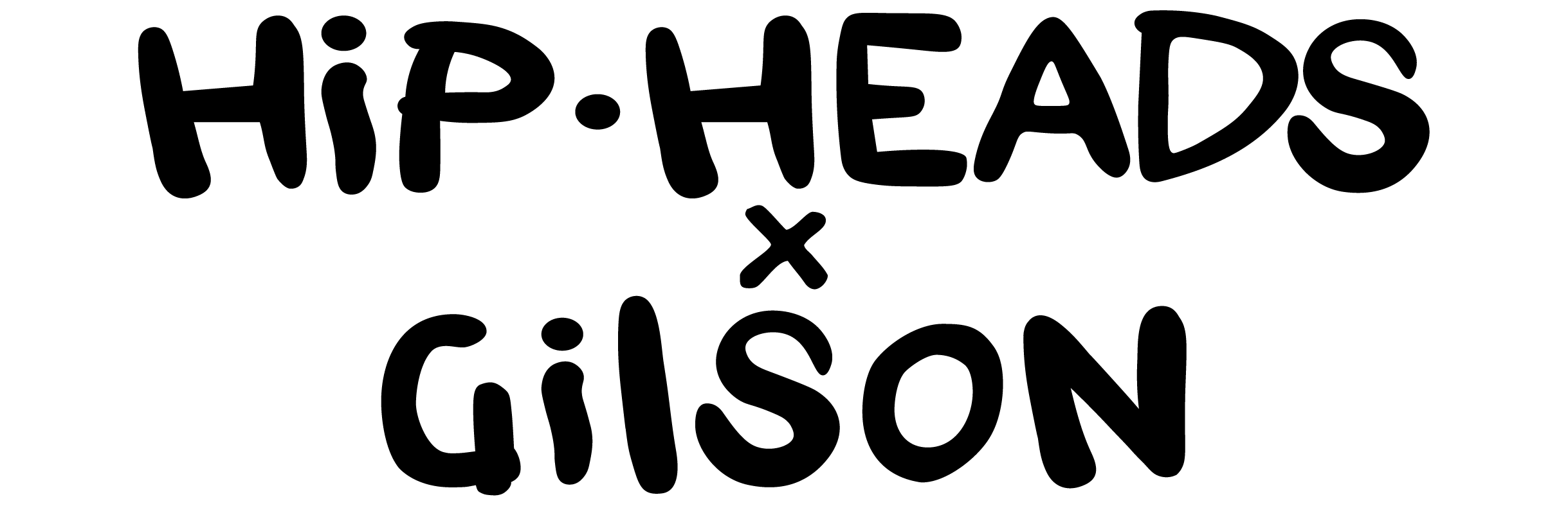 Black text 'Hip Heads x Gilson' on a white background