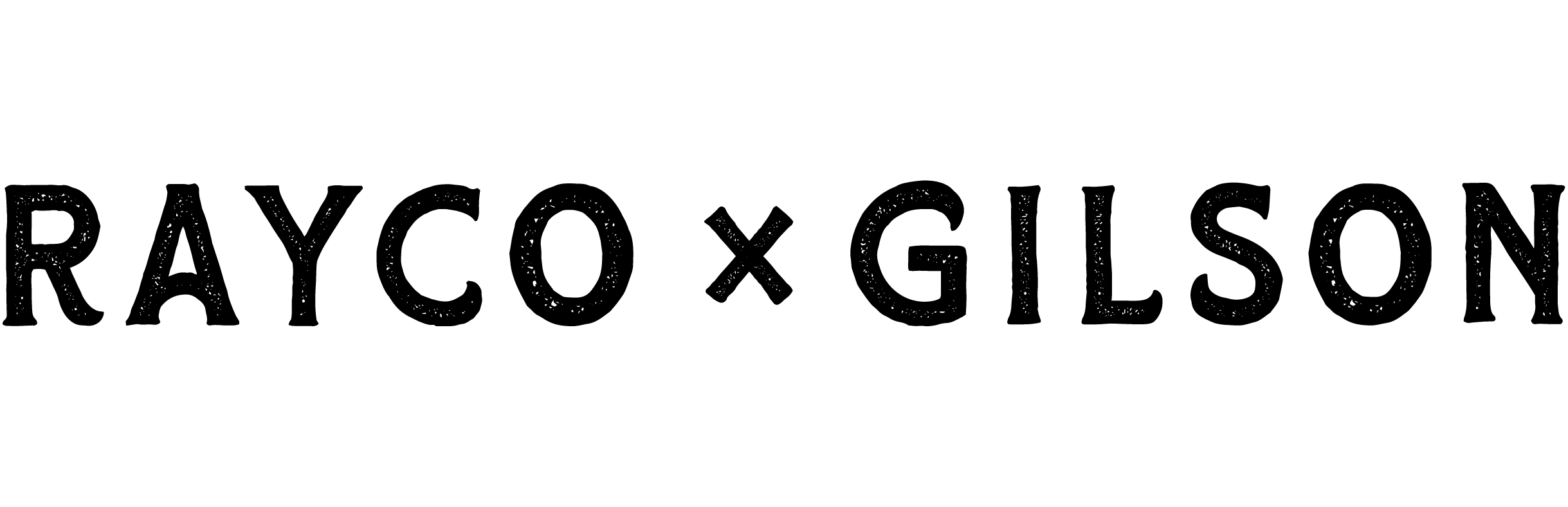 Black text 'RAYCO x GILSON' on a white background
