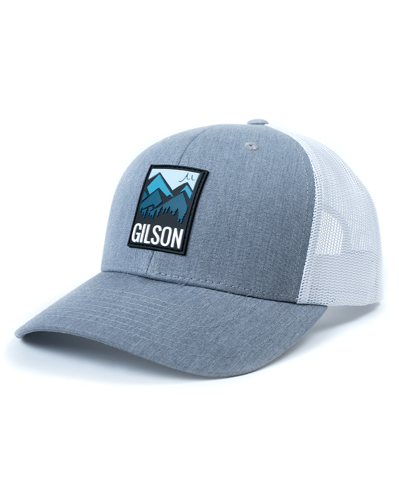 2022 gilson trucker rubber hat gray front large