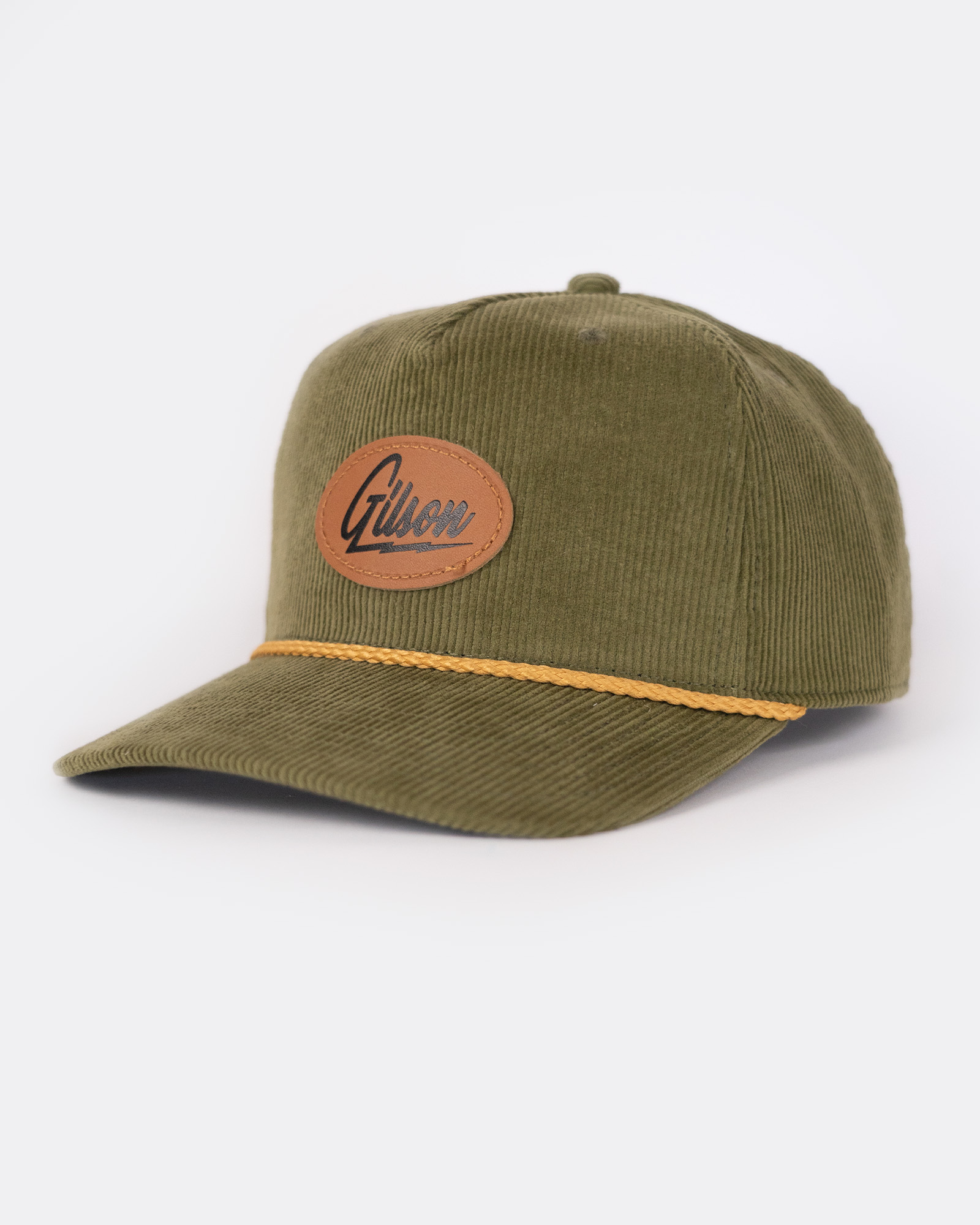 Leather Round Snapback Olive graphics