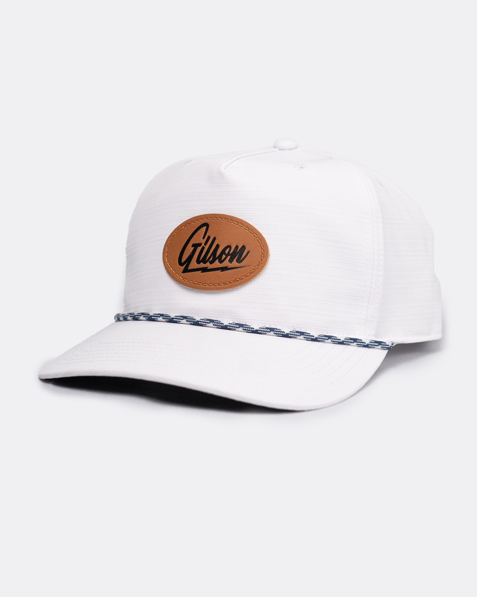 Leather Round Snapback White graphics