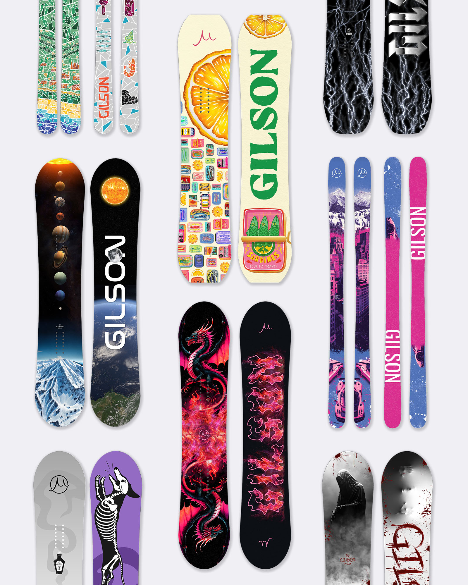 GILSON 
Custom 1-of-1 Board/Skis  graphics