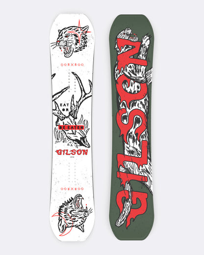 Eat or Be Eaten Hybrid Camber Freestyle Snowboard – GILSON x Doug Huegel 159 Wide (165W equivalent) / Flat Base