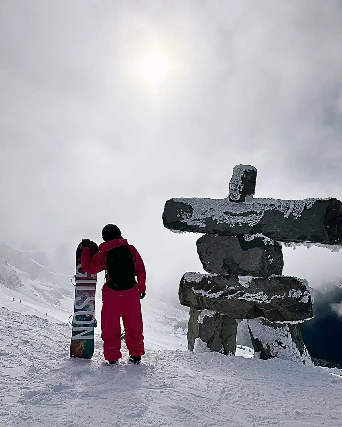 Moonwalker at the Whistler inukshuk