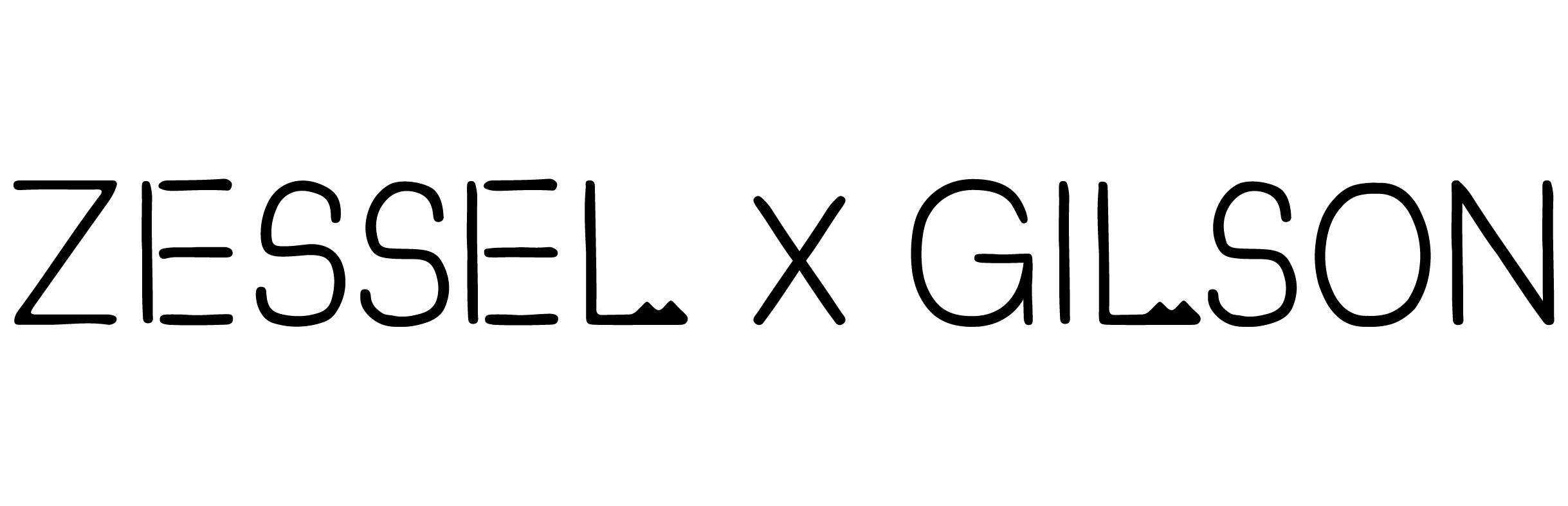 Text 'ZESSEL X GILSON' in black on a white background