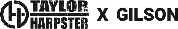 Logo of Taylor Harpster x Gilson with black text on a white background